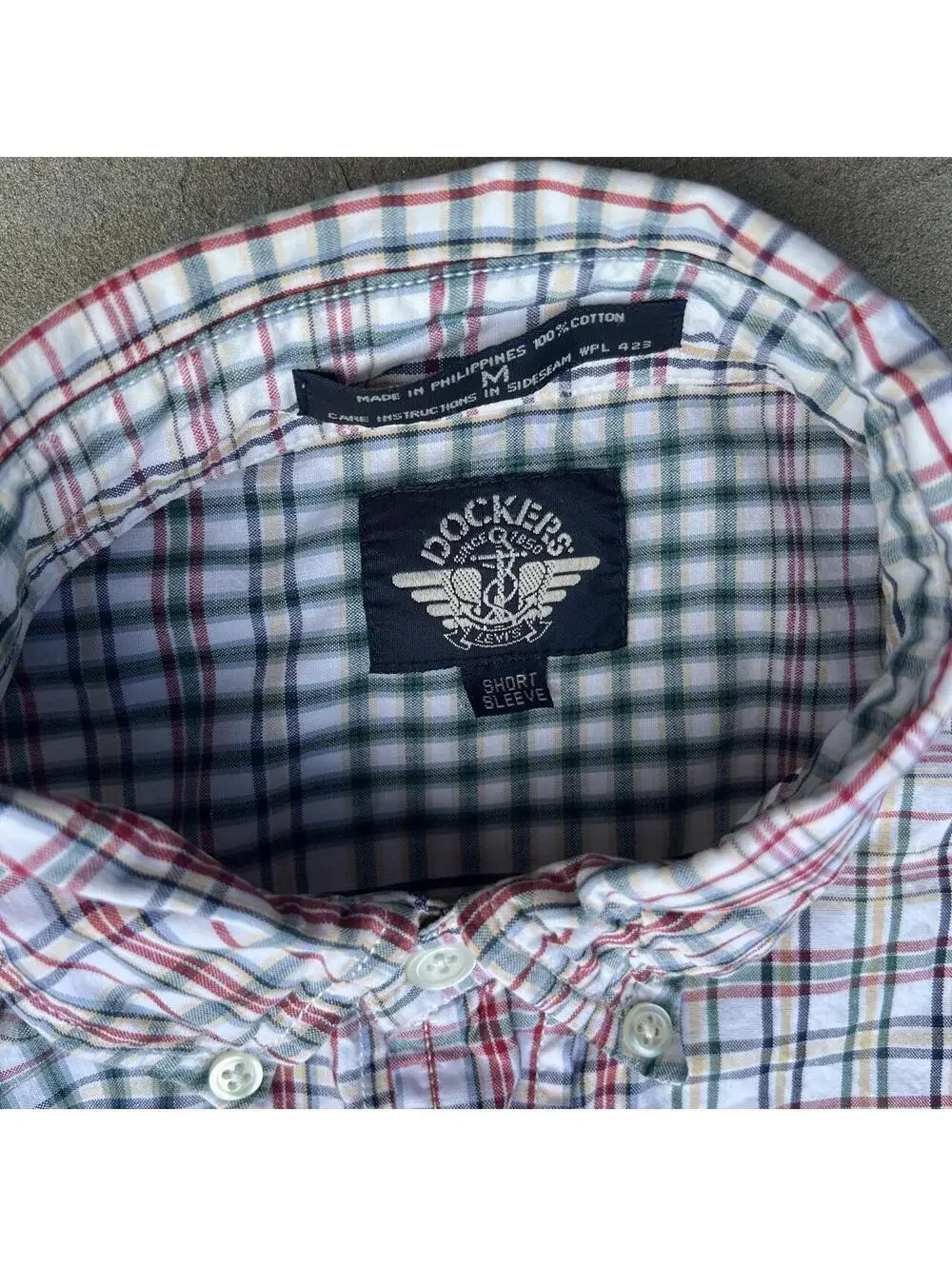 Vintage 90s Multi-Color Check Plaid Short Sleeve Button Down